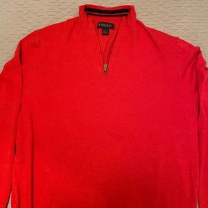 Brooks Brothers Men’s 1/4 Zip Pullover Cotton Cashmere Red Large L